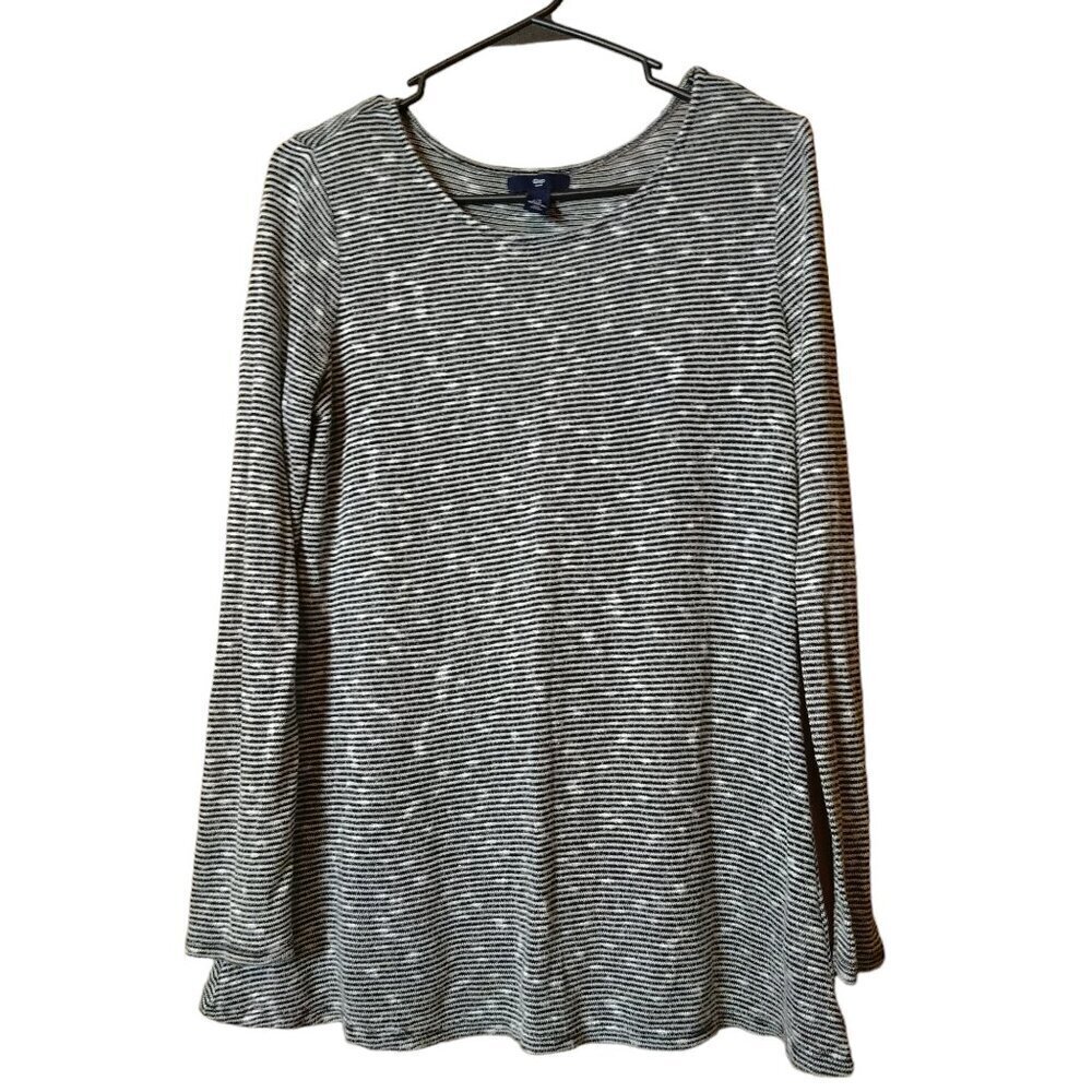 Gap Women's Medium Long Sleeve Striped Pullover Stretch Round Neck Top Casual